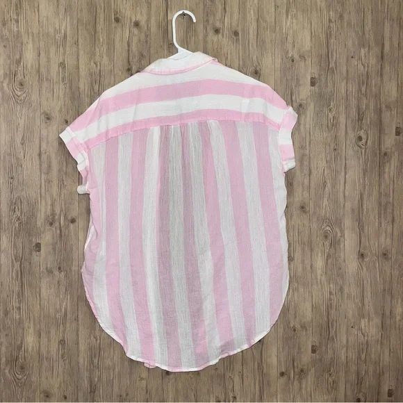 Madewell SET 🩷 Central Tunic In Cara Pink Stripe Button Down Top AND Skirt - Picture 8 of 12